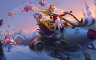 Reindeer motorcycle snowy landscape league - a cartoon character riding free wallpaper