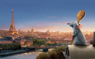 Mouse wooden spoon paris rooftop - its mouth free wallpaper