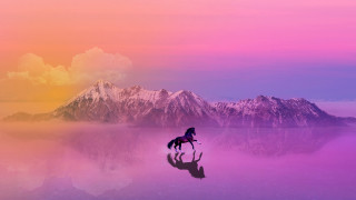 Horse water mountain sky fantasy - matte fantasy painting free wallpaper