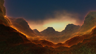 Mountain range sunset clouds fantasy - a view of a mountain range free wallpaper