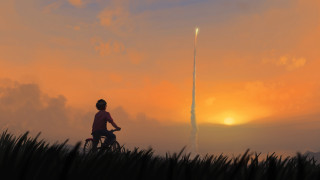 Bike field sunset rocket matte - a person riding free wallpaper