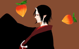 Oni man black hair red - a red scarf free wallpaper