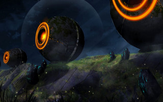 Sci fi aurora night sky - matte painting concept art free wallpaper