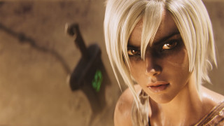 Blonde green eyed strange look - a strange look free wallpaper