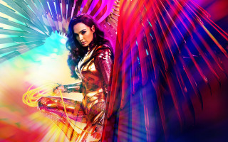 Woman shiny suit wings rainbow - shiny free wallpaper