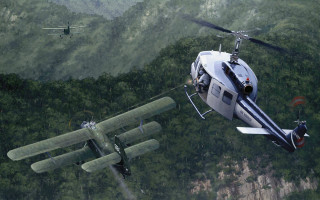 Helicopter forest flying matte painting - craig mullins free wallpaper