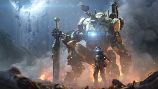 Robots fire smoke man battle - them in front free wallpaper