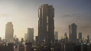 City skyline brutalism architecture ruins - 8 k concept art free wallpaper