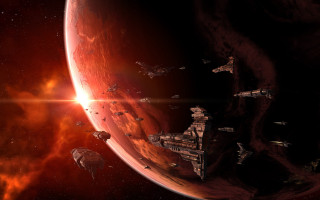 Red planet space station red - redshift free wallpaper