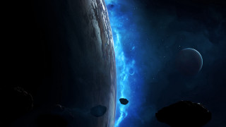 Space planet moon stars aurora 7 - the distance free wallpaper