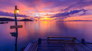 Dusk dawn dock bench water - sunset free wallpaper
