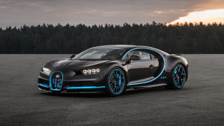 Bugatti blue lights parking lot - digital free wallpaper