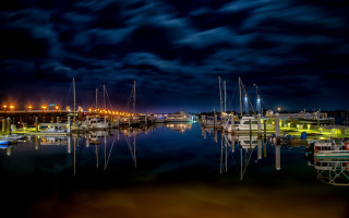 Harbor boats night cloudy sky - a harbor free wallpaper