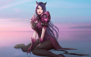 Fantasy fox girl horns purple - horn free wallpaper