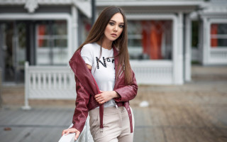 Woman street suitcase jacket brown - christian hilfgott brand free wallpaper