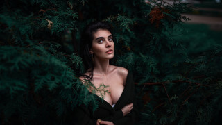 Woman black dress tree portrait - neoromanticism free wallpaper