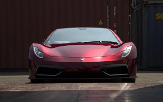 Red sports car shipping container 2 - a red wall behind free wallpaper