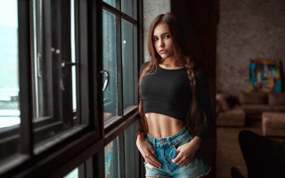 Woman window serious arabesque polaroid - elina karimova free wallpaper