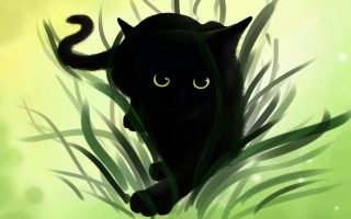 Black cat glowing eyes gothic 2 - a black cat free wallpaper