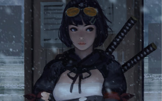 Woman white top black skirt - art station free wallpaper