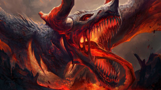 Dragon fire breathing molten scales - dragon art free wallpaper