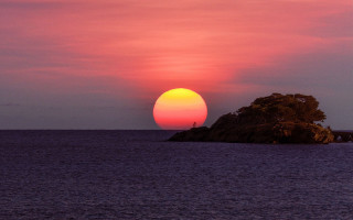 Sunset island person rock mountain - arthur b. carles free wallpaper