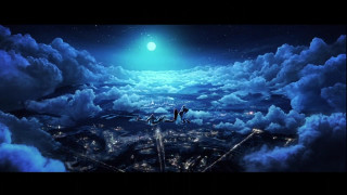Man standing ledged above clouds - full free wallpaper for desktop