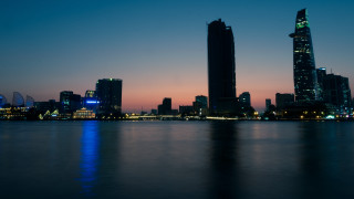 City skyline night water building - the distance free wallpaper for desktop