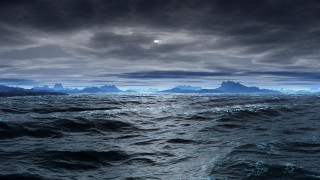 Mountain lake moon beach ship - a large body of water free wallpaper