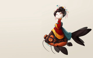 Woman fish headpiece necklace chinese - her neck and a necklace free wallpaper