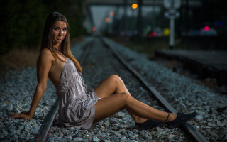 Train track portrait blurry blue - a portrait free wallpaper