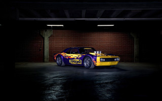 Yellow purple car dark garage - ed roth free wallpaper