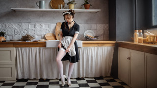 Kitchen woman towel argyle checkered - a counter free wallpaper