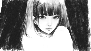 Girl long hair bangs black - artgerm free wallpaper