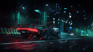 Futuristic car city night neon 7 - neon free wallpaper