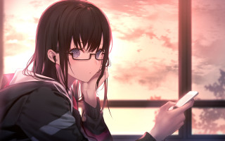Girl glasses cellphone hudson urban - the screen free wallpaper