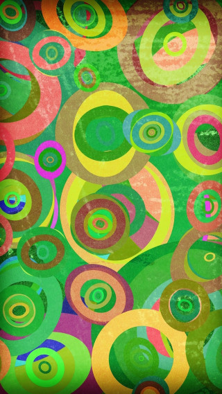 Circles painting green background red - colorful free wallpaper