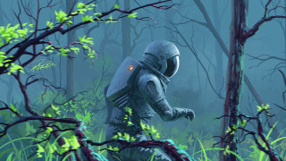 Space suit man forest branch - anato finnstark free wallpaper for desktop