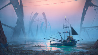 Boat forest dusk debris solarpunk - solarpunk free wallpaper