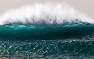Large wave breaking ocean shore - a large wave free wallpaper
