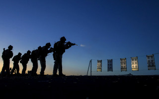 Soldiers silhouette sunset flags outdoors - silhouette free wallpaper