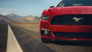 Red mustang desert mountains tiltshift - a red mustang mustang free wallpaper