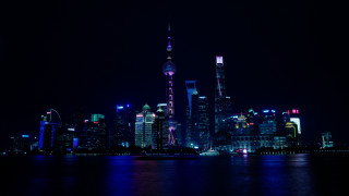 City skyline night blue light 3 - blue light free wallpaper