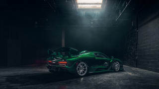 Green sports car open hood - its hood open free wallpaper