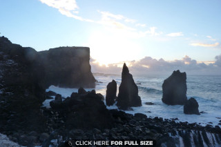Rocky beach sunset clouds water 6 - widescreen free wallpaper