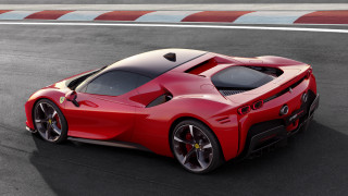 Red sports car racing side - side profile free wallpaper