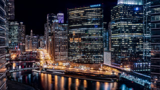 Cityscape night river bridge lights - a bridge crossing over free wallpaper