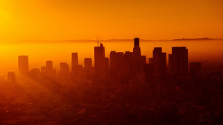 City skyline orange sky sunset 2 - orange sky in the background free wallpaper