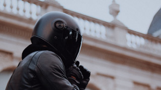 Man cyberpunk helmet jacket building - a balcony free wallpaper