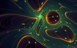 Green yellow flower space art - a computer free wallpaper